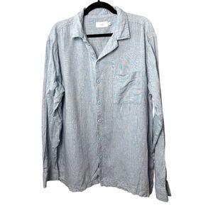 Onia Light Blue Long Sleeve 100% Linen Button Shirt Men's Size XL